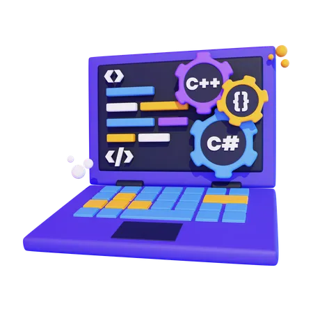 Coding in Laptop  3D Icon