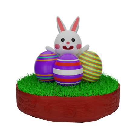Coelhinho da Páscoa com ovos  3D Icon