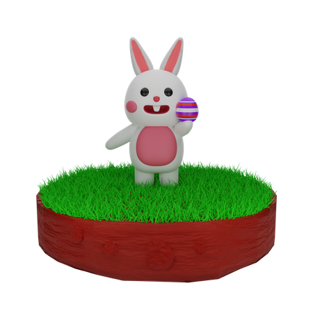 Coelho de Páscoa com ovo de Páscoa  3D Icon