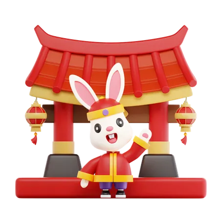 Portão chinês de coelho  3D Icon