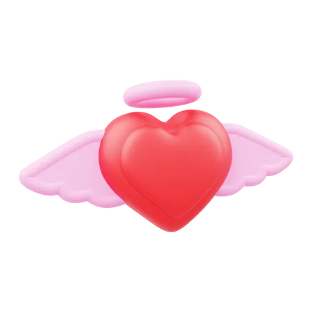 Coeur avec des ailes  3D Illustration