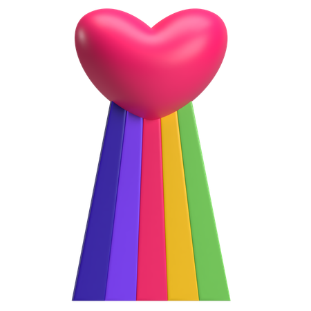 Coeur avec arc en ciel  3D Icon