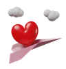coeur avec avion en papier