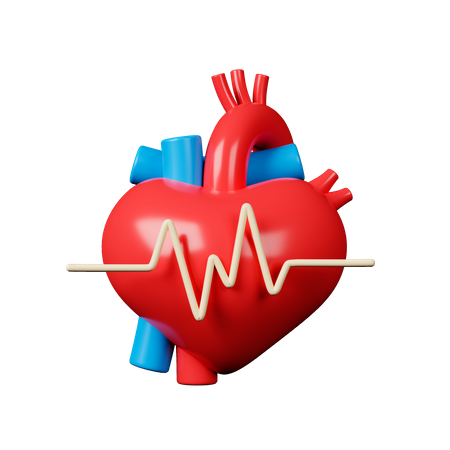 Coeur avec cardiogramme  3D Icon