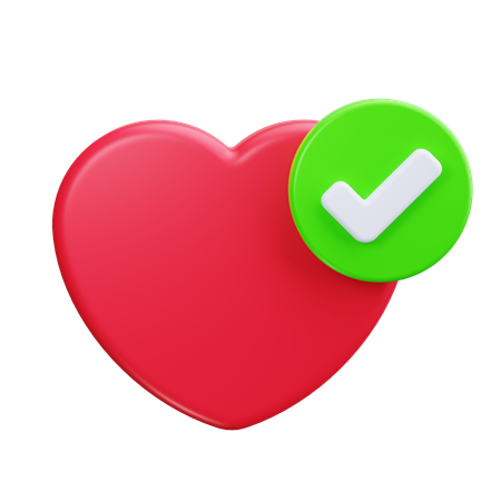 Coeur avec coche  3D Icon