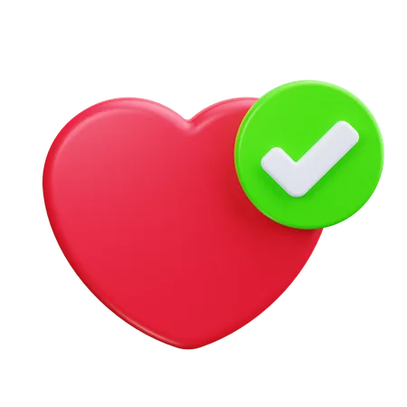 Coeur avec coche  3D Icon