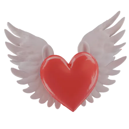 Coeur avec des ailes  3D Icon