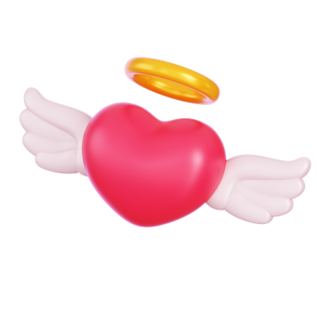 Coeur avec des ailes  3D Icon