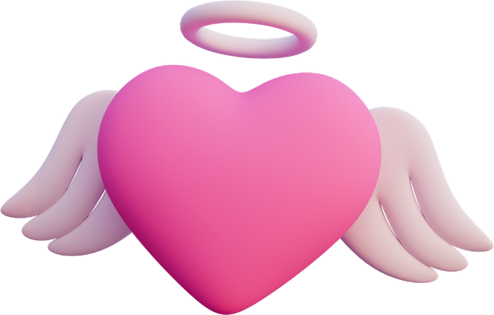 Coeur avec des ailes  3D Icon