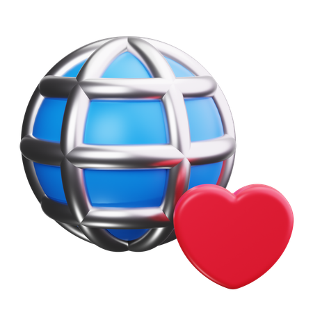 Coeur avec globe  3D Icon