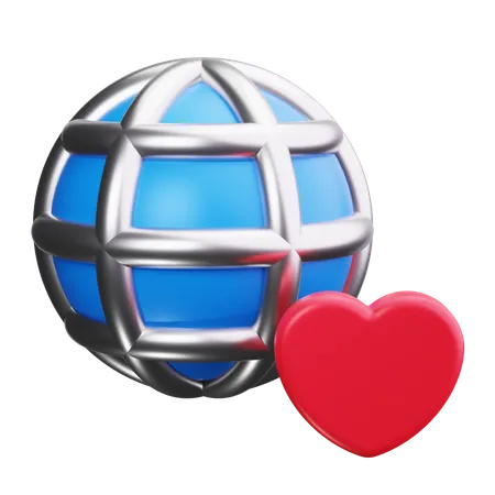 Coeur avec globe  3D Icon