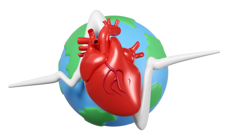 Coeur avec globe  3D Icon