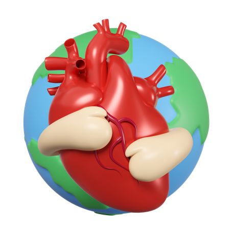 Coeur avec globe  3D Icon