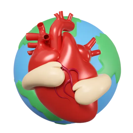 Coeur avec globe  3D Icon