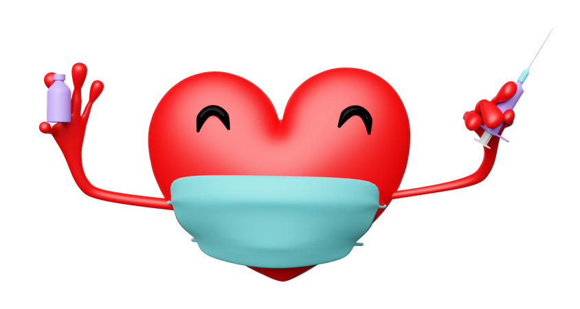 Coeur avec masque  3D Icon