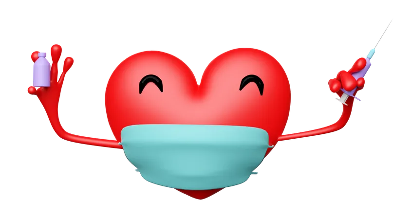 Coeur avec masque  3D Icon