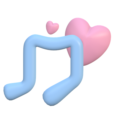 Coeur avec des notes de musique  3D Illustration