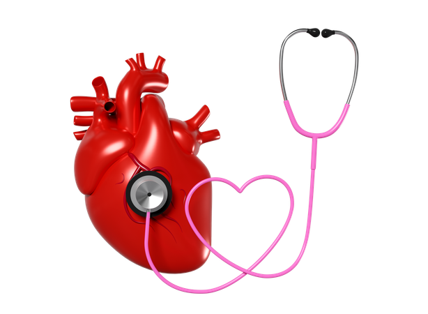 Coeur avec stéthoscope  3D Icon