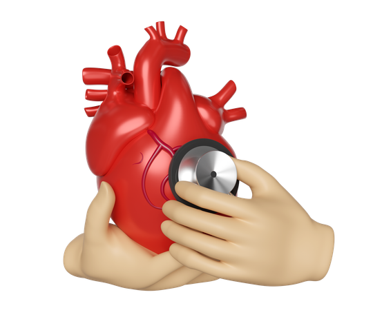 Coeur avec stéthoscope  3D Icon