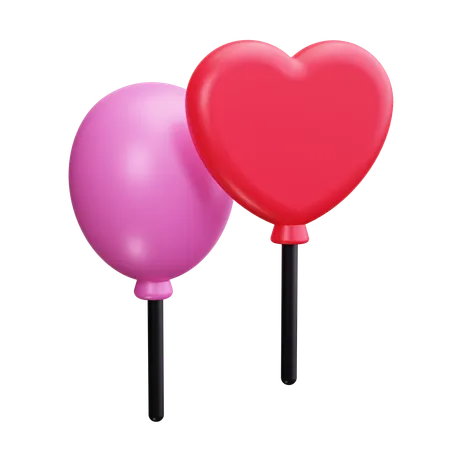 Ballon coeur  3D Icon