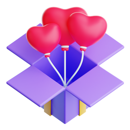 Cadeau ballon coeur  3D Icon