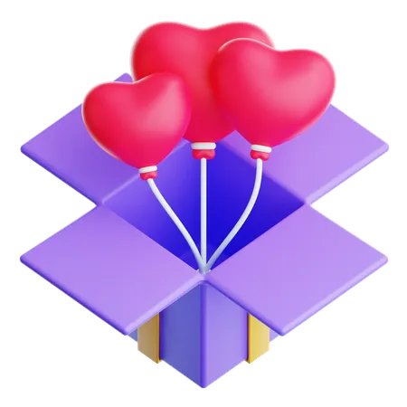 Cadeau ballon coeur  3D Icon