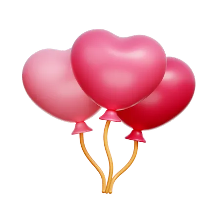 Ballons coeur  3D Icon