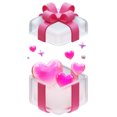 Coeur dans une boîte cadeau rose  3D Icon