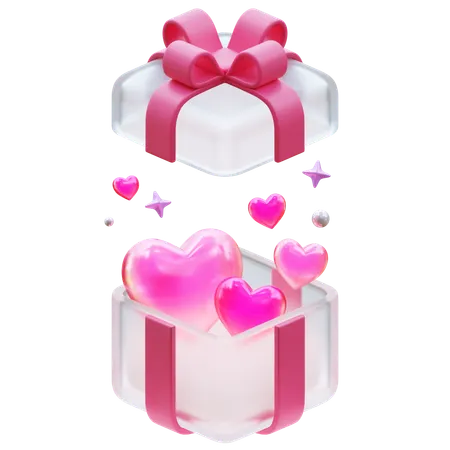 Coeur dans une boîte cadeau rose  3D Icon