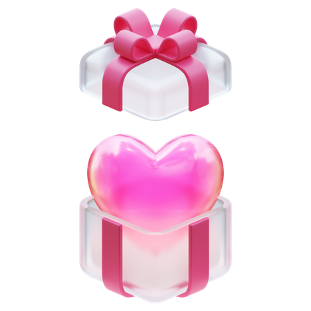 Coeur dans une boîte cadeau rose  3D Icon