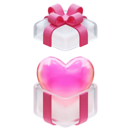 Coeur dans une boîte cadeau rose  3D Icon