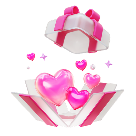 Coeur dans une boîte cadeau rose  3D Icon