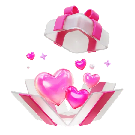 Coeur dans une boîte cadeau rose  3D Icon