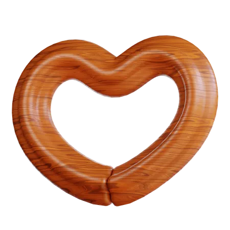 Coeur en bois  3D Icon