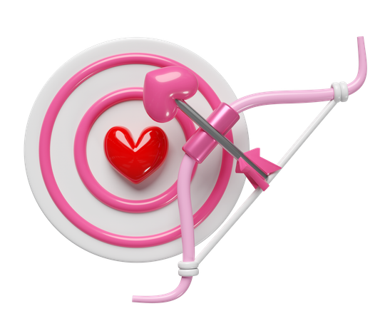 Flèche en forme de coeur avec cible  3D Icon