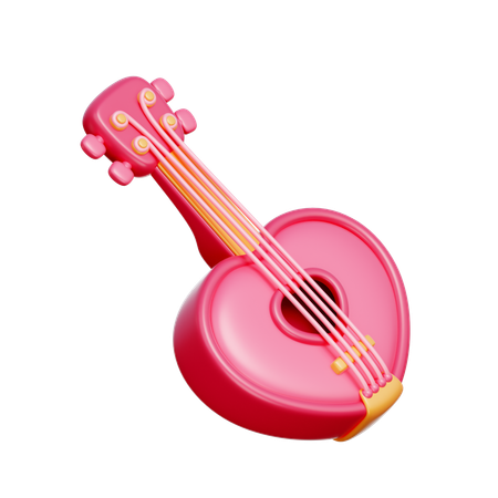 Guitare coeur  3D Icon