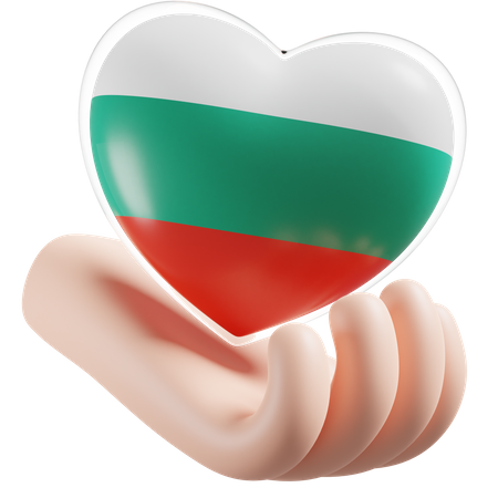 Coeur, Soins Mains, Drapeau, De, Bulgarie  3D Icon