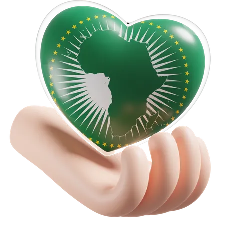 Coeur, soins mains, drapeau, de, union africaine  3D Icon