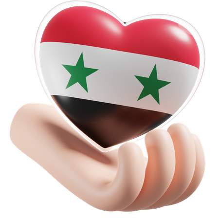 Coeur Soins Des Mains Drapeau De La Syrie  3D Icon