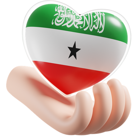 Coeur Soins Des Mains Drapeau Du Somaliland  3D Icon