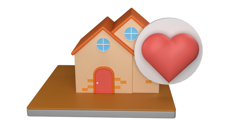 Coeur à la maison  3D Icon