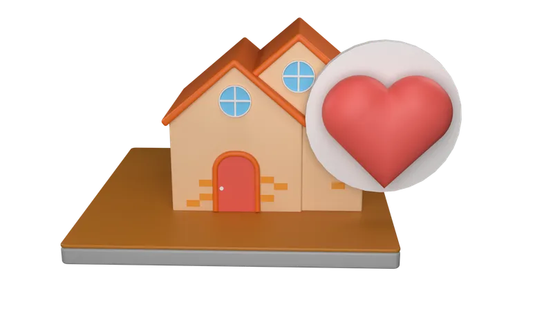 Coeur à la maison  3D Icon