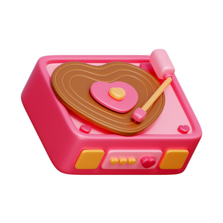 Platine vinyle vintage en forme de coeur  3D Icon