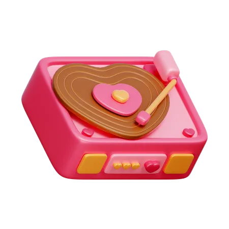 Platine vinyle vintage en forme de coeur  3D Icon