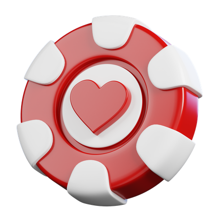 Jeton de poker coeur  3D Icon