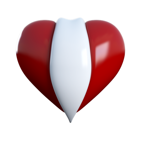 Coeur rouge et blanc  3D Icon