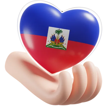 Coeur Soins Des Mains Drapeau D'Haïti  3D Icon