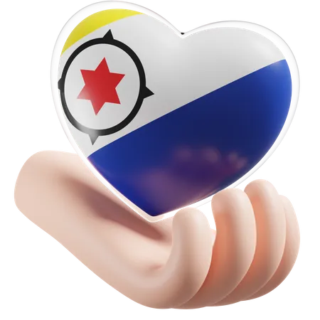 Coeur Soins Des Mains Drapeau De Bonaire  3D Icon