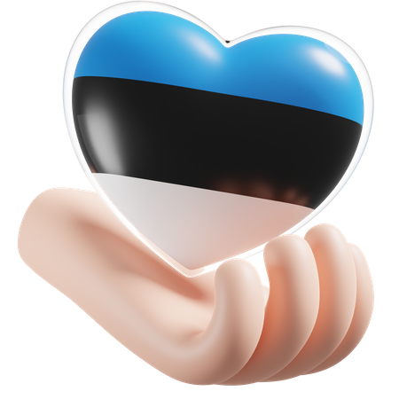 Coeur Soins Des Mains Drapeau De L'Estonie  3D Icon