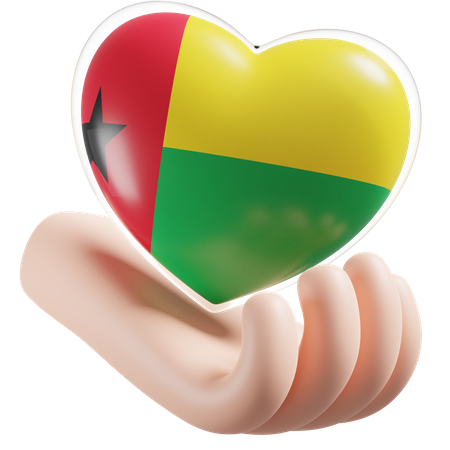 Coeur Soins Des Mains Drapeau De Guinée Bissau  3D Icon
